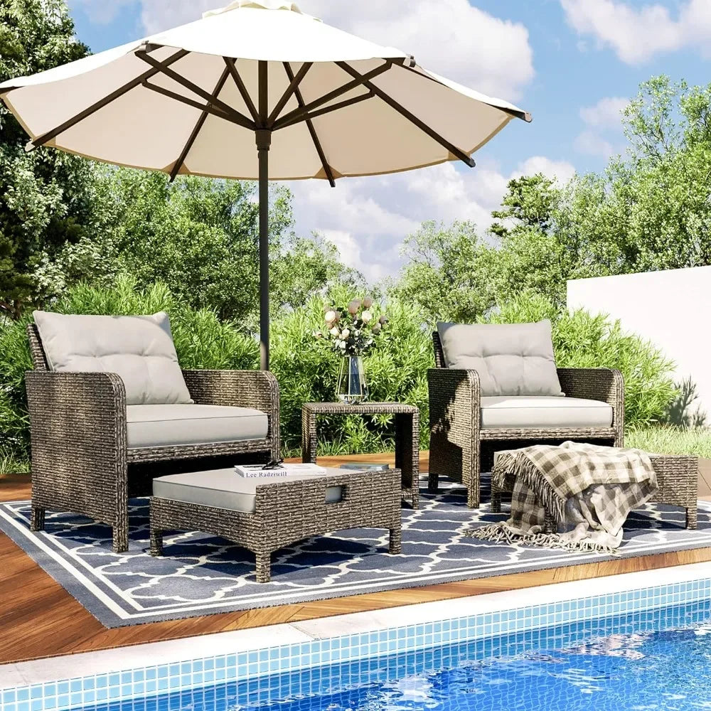 Wicker Patio Furniture Set w/Ottoman