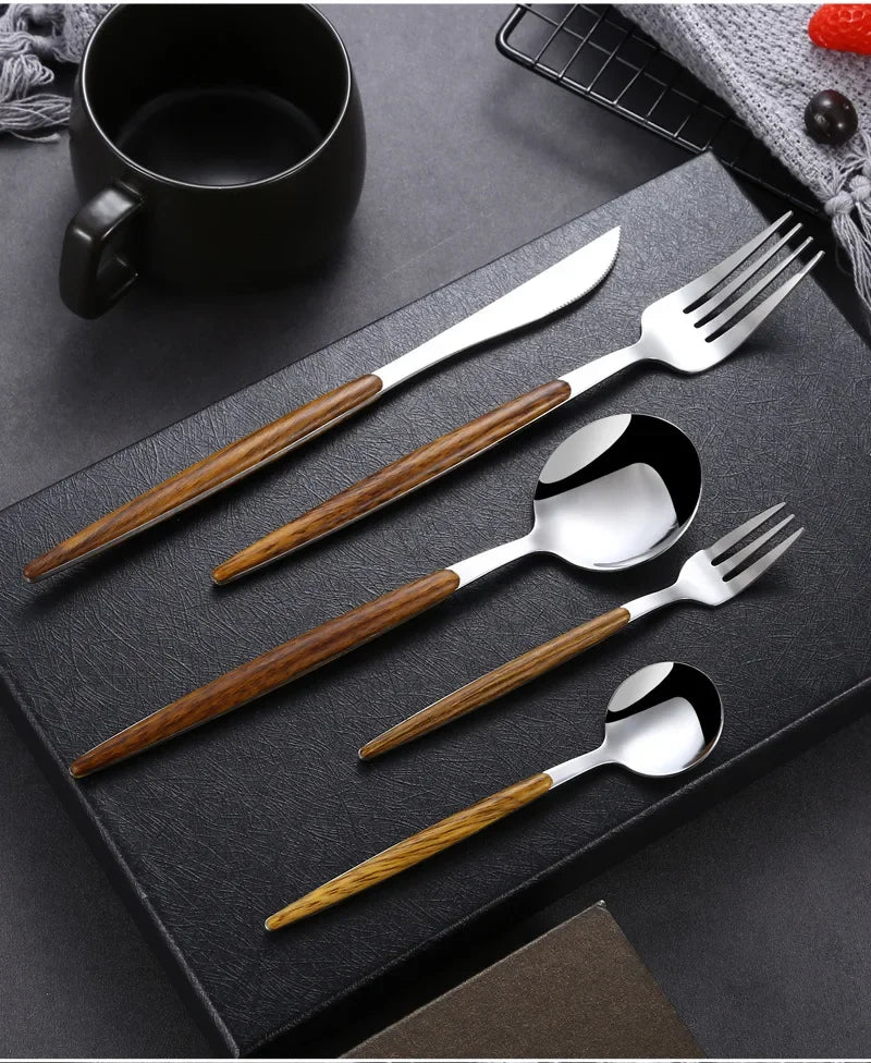 30Pcs Stainless Steel Tableware Silverware dining table