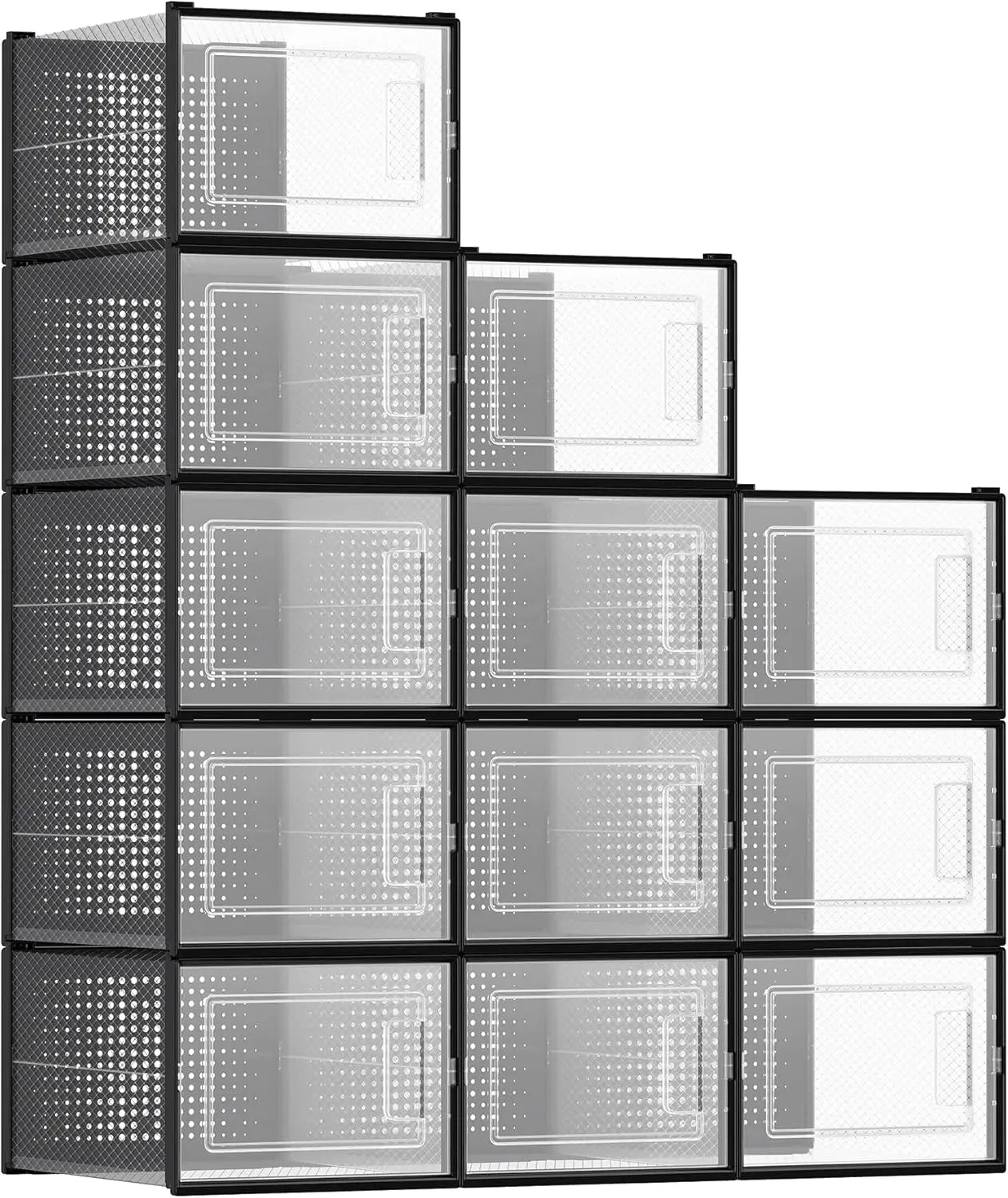 Stackable Clear Plastic Boxes for Closet, Sneakers & Shoes