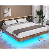 Leather Platform Bed ,LED Bed Frame Queen Size