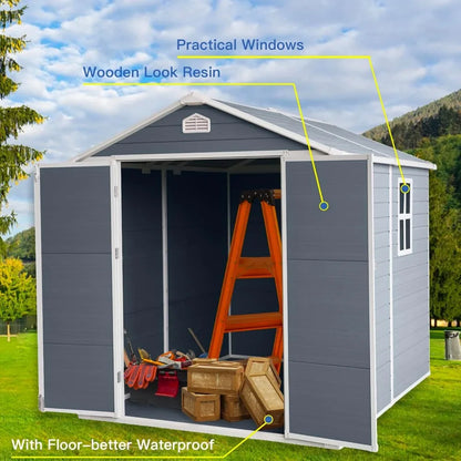 Outdoor Storage Shed w/ Floor & Windows