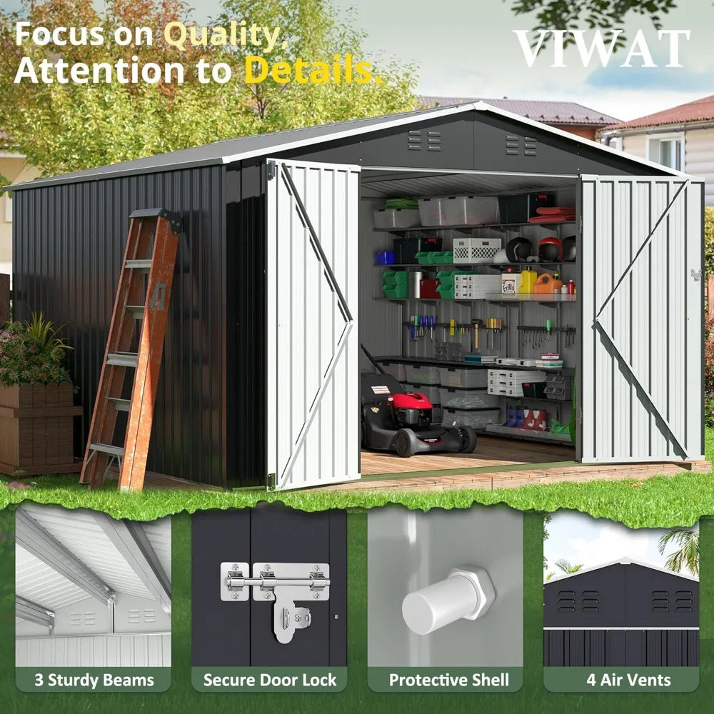 Outdoor Storage Shed w/ Lockable Doors