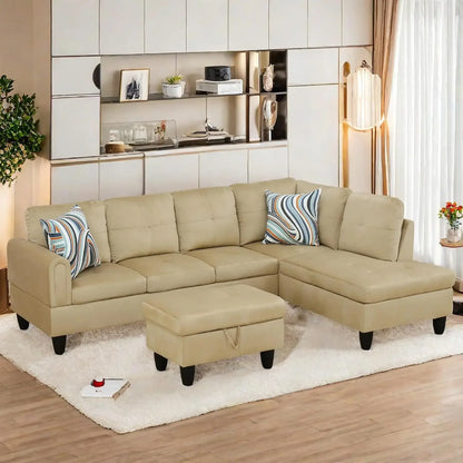 L Shaped Sofa w/ Ottoman Sectional
