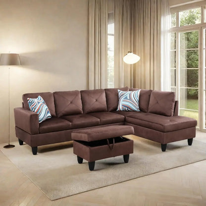 L Shaped Sofa w/ Ottoman Sectional