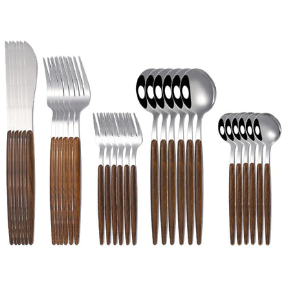 30Pcs Stainless Steel Tableware Silverware dining table