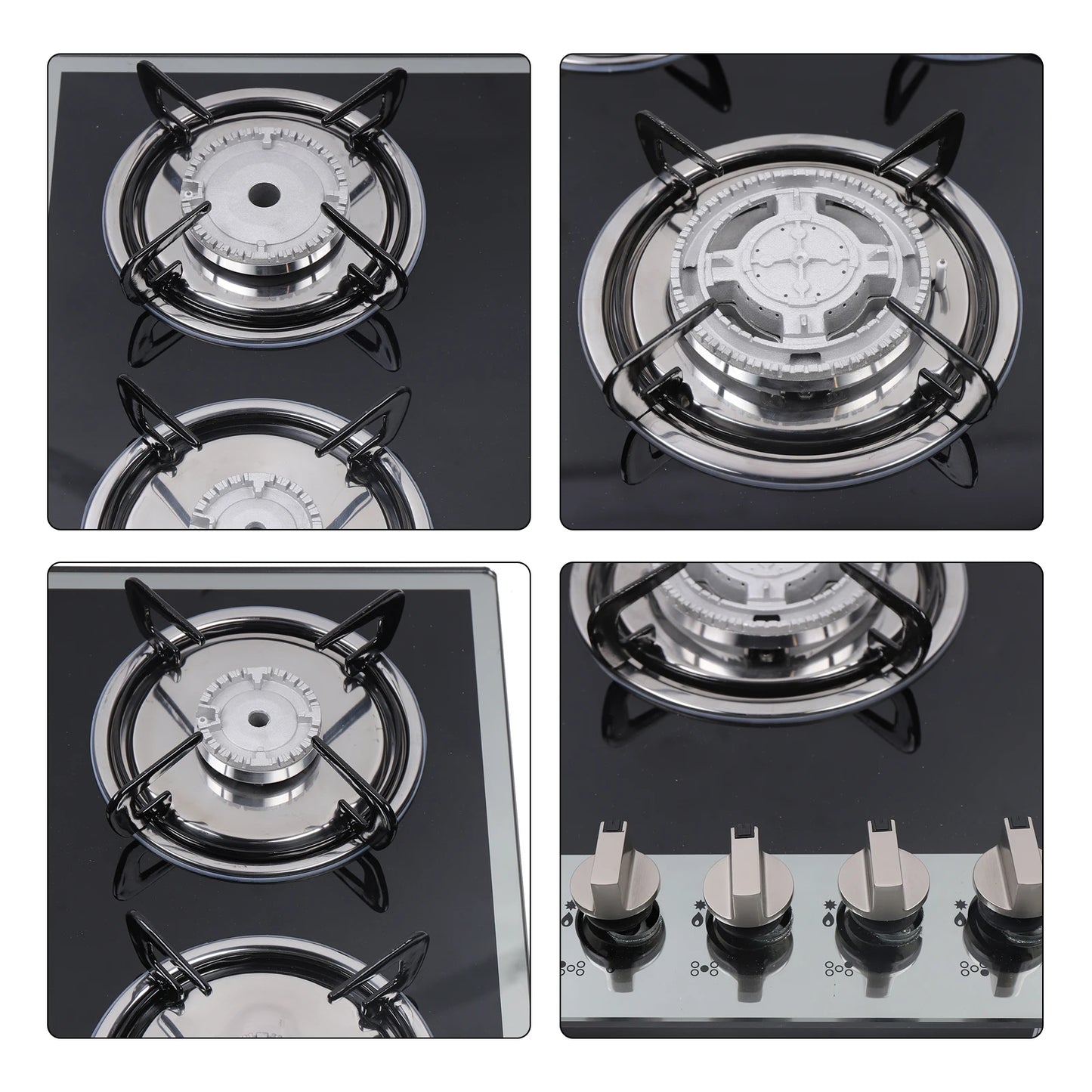 Gas Cooktop Built-in 5 Burner Stove, Tempered Glass