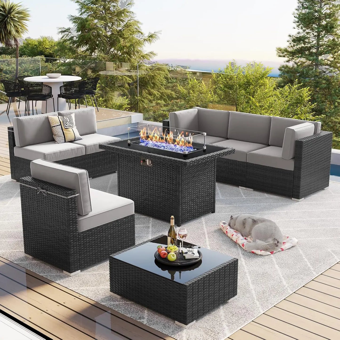 Patio Furniture Set with 44" Fire Pit Table