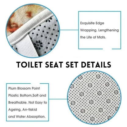 Bathroom Set, Mats, Shower Curtain, Toilet Covers