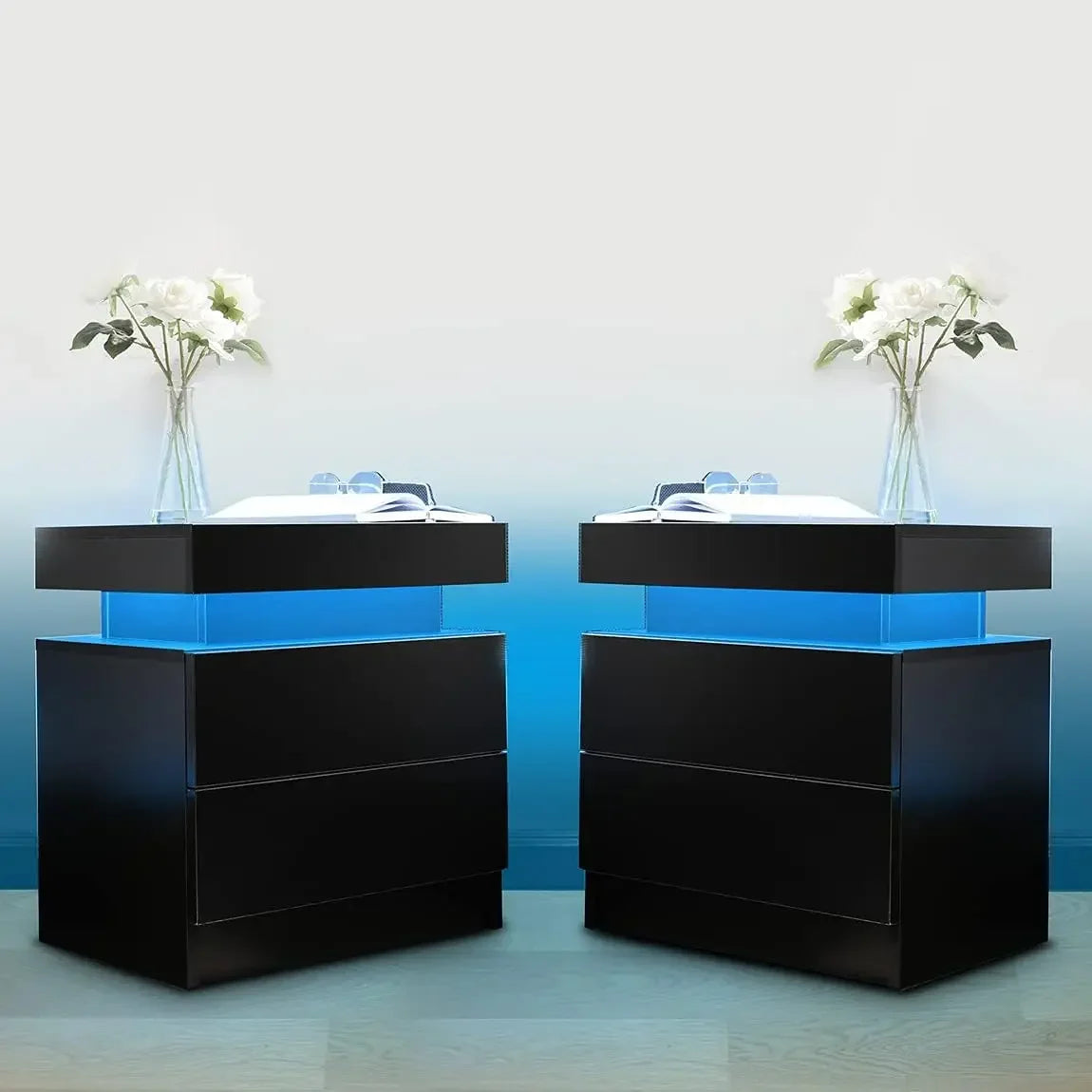 LED Nightstand with 2 Drawers