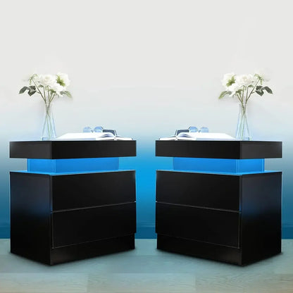 LED Nightstand with 2 Drawers
