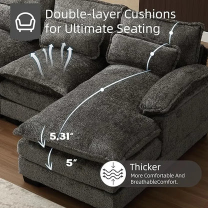 Sofa Sleeper w/ Double Chaise Memory Foam