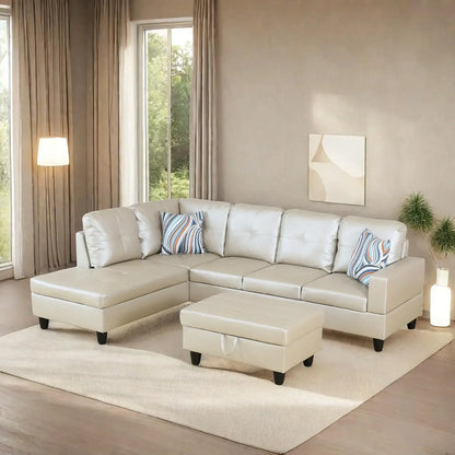 L Shaped Sofa w/ Ottoman Sectional