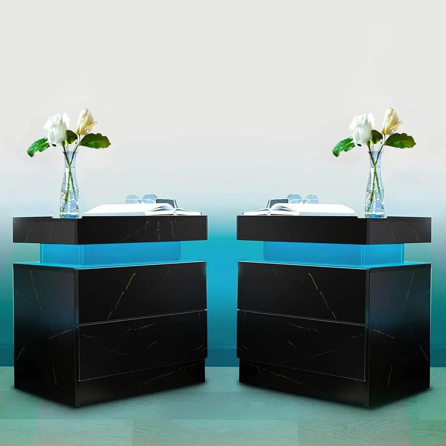 LED Nightstand with 2 Drawers