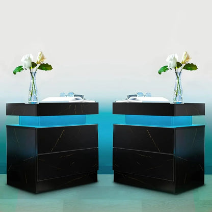 LED Nightstand with 2 Drawers