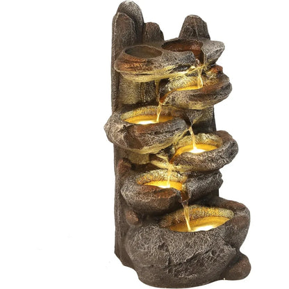 6-Tier Cascading Rock Water Fountain, Patio