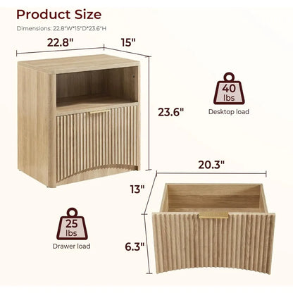 Fluted Nightstand Set of 2