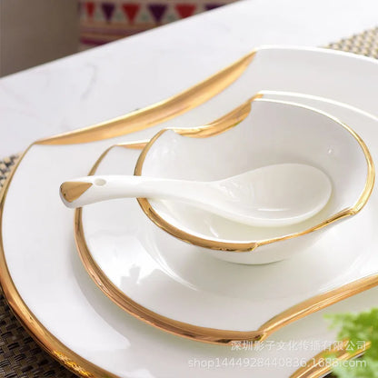 Porcelain Tableware,Plates & Bowls Dishes, Kitchen Utensils