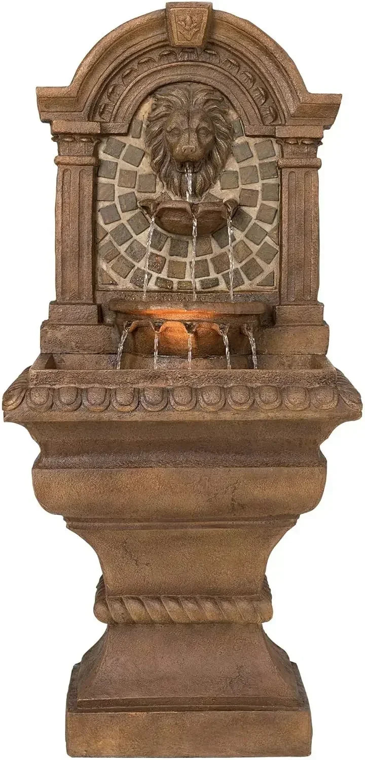 Royal Lions Head Mediterranean Outdoor Water Fountain