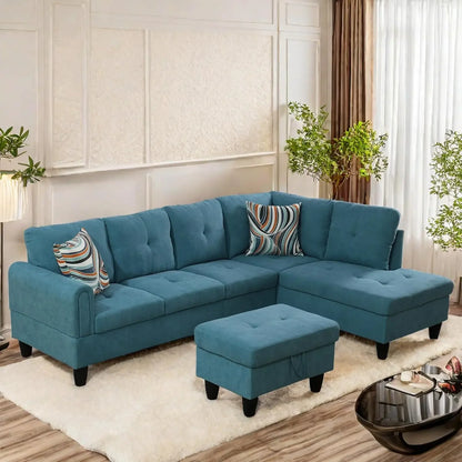 L Shaped Sofa w/ Ottoman Sectional