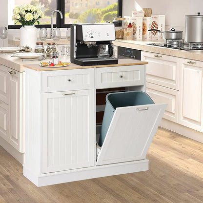 Tilt Out Trash Can/Recycling Cabinet, Dog Proof