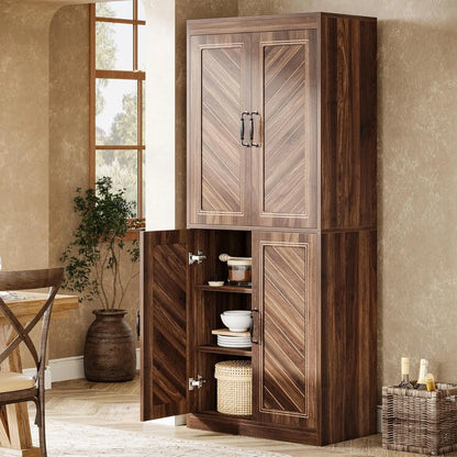 Kitchen Pantry Cabinet, Rustic Wood Cupboard