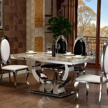 Light Luxury Milk Tea Marble Dining Table