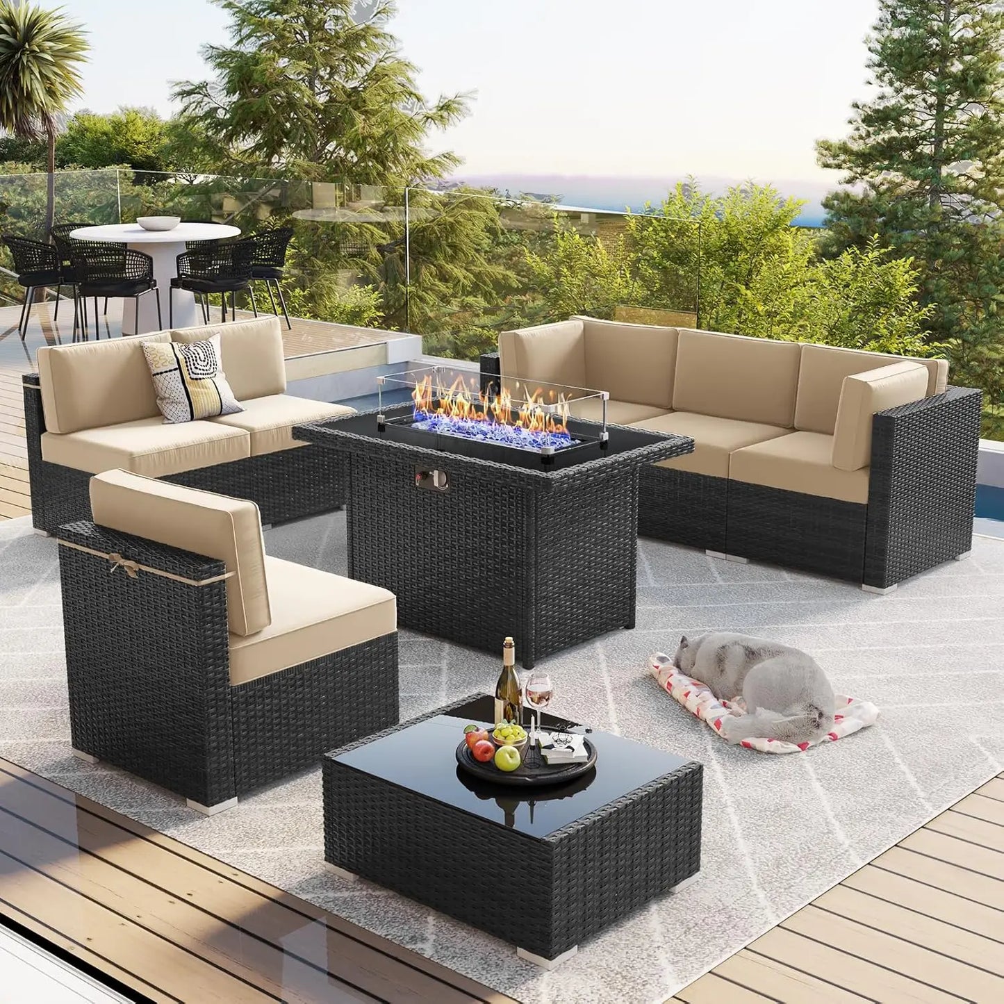 Patio Furniture Set with 44" Fire Pit Table