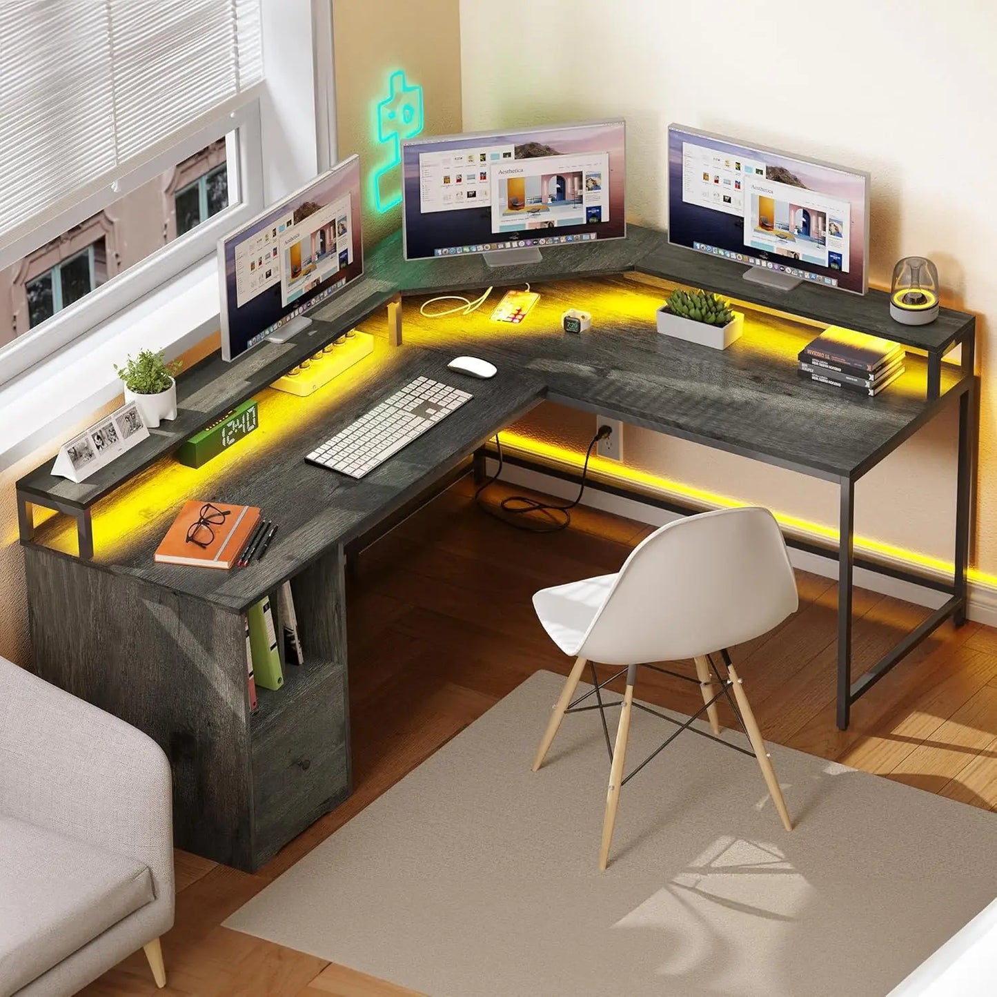 Office Desk With Monitor Computer Gaming Furniture