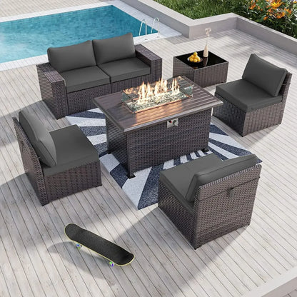 Patio Furniture Set w/ Gas Propane Fire Pit