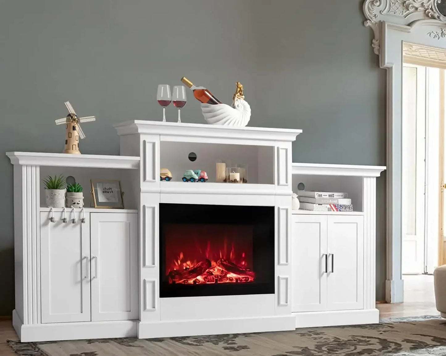 Electric Fireplace with Mantel