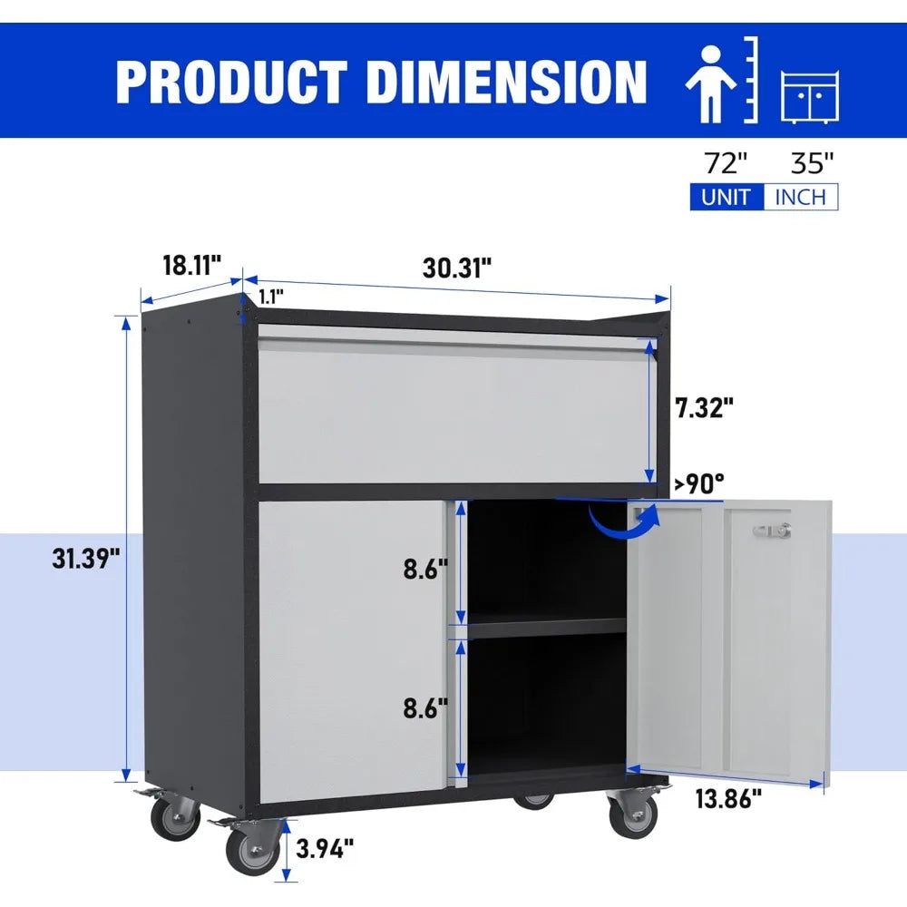 Metal Garage Cabinet on Wheels/Storage Chest