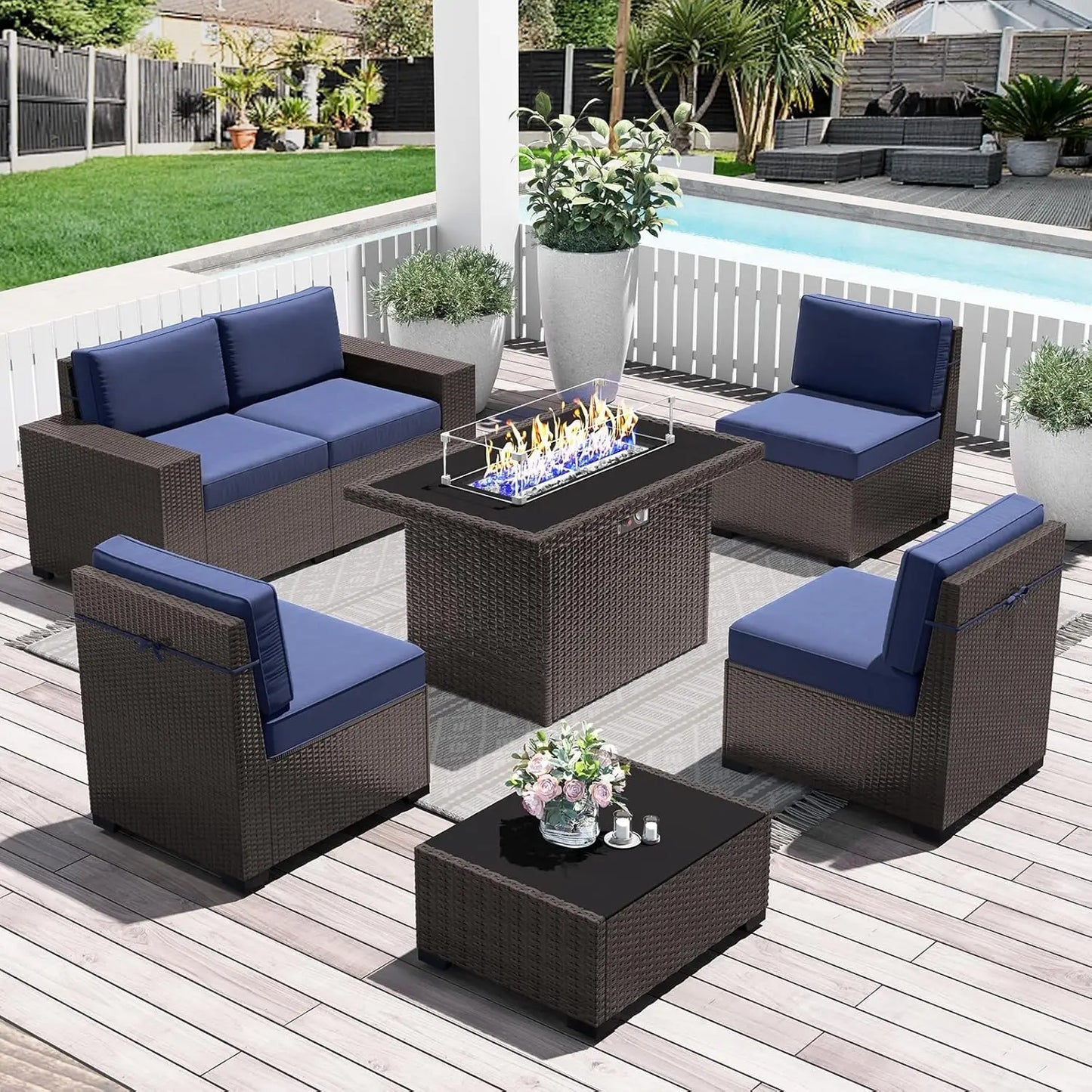 Patio Furniture Set with 44" Fire Pit Table