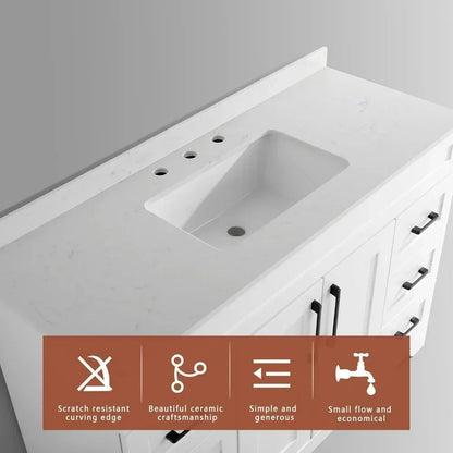 Bathroom Vanity w/ Stone Countertop, Sink & Back Splash,