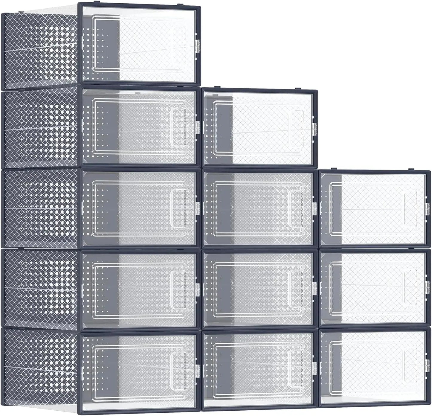 Stackable Clear Plastic Boxes for Closet, Sneakers & Shoes