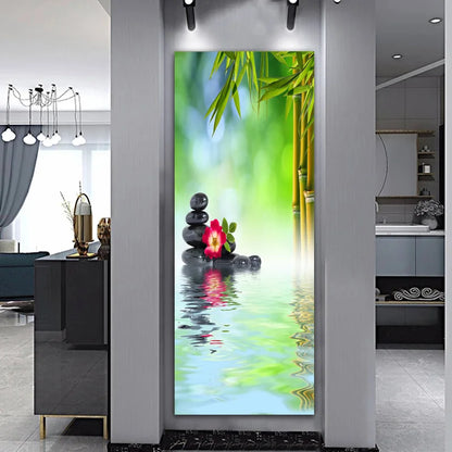 Landscape Zen Bamboo Black Stone Water Spa Canvas