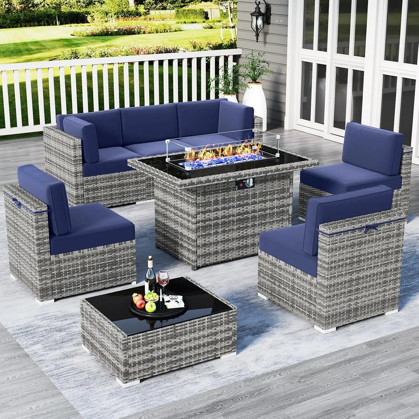 Patio Furniture Set with 44" Fire Pit Table