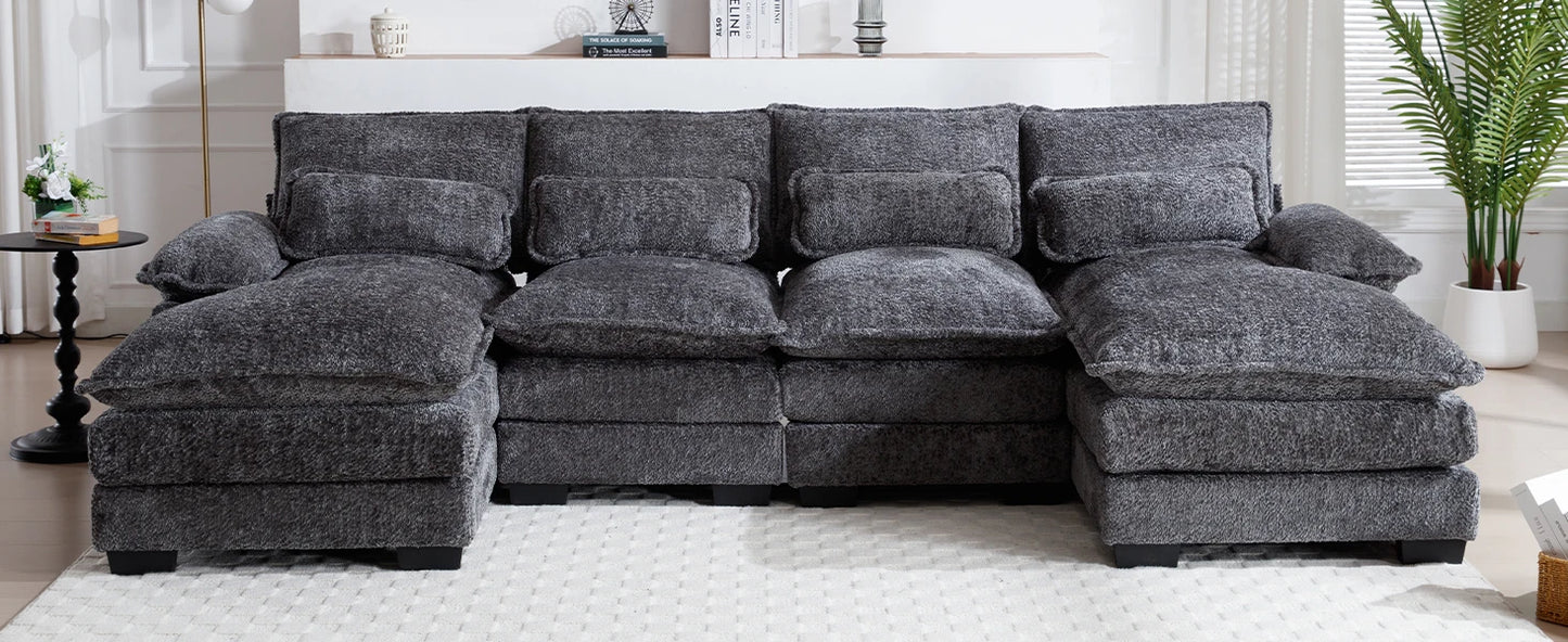 Sofa Sleeper w/ Double Chaise Memory Foam