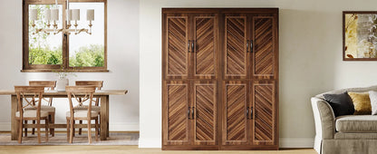 Kitchen Pantry Cabinet, Rustic Wood Cupboard
