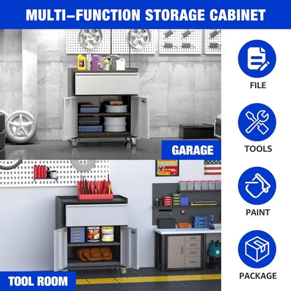 Metal Garage Cabinet on Wheels/Storage Chest