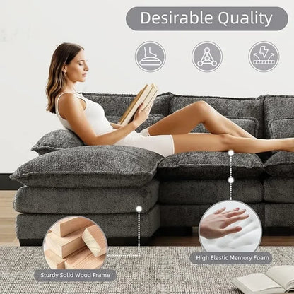 Sofa Sleeper w/ Double Chaise Memory Foam