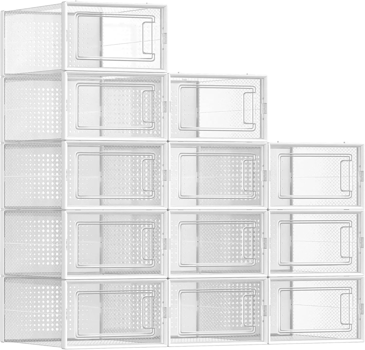 Stackable Clear Plastic Boxes for Closet, Sneakers & Shoes