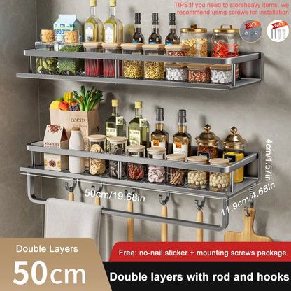 Wall Mounted Spice Rack, No Drilling