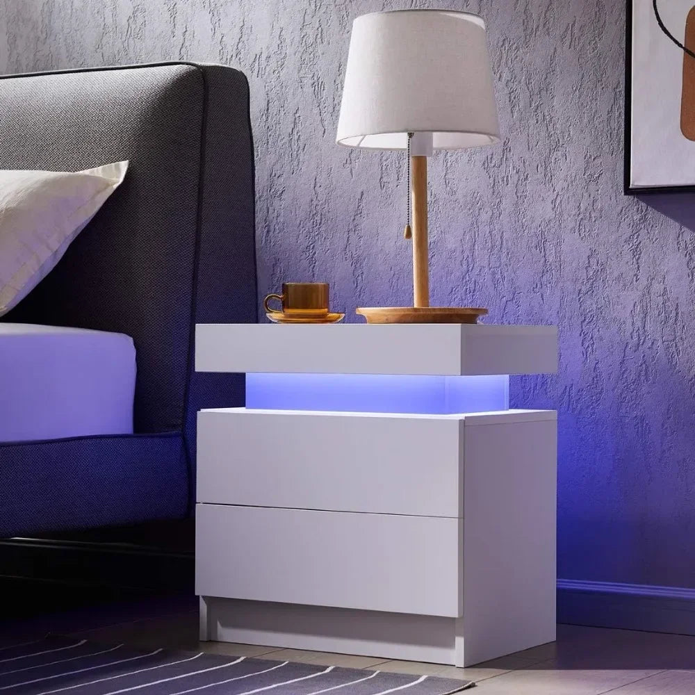 LED Nightstand with 2 Drawers