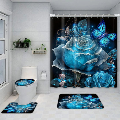 Shower Curtain, floor, U-shaped, toilet O cover mat