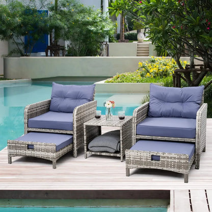Wicker Patio Furniture Set w/Ottoman