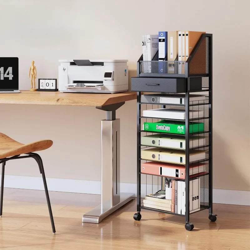 9-Tier Rolling File Cart, Office Organization