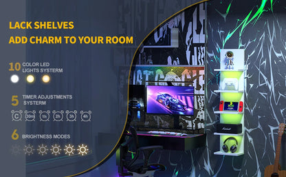 5 Tier Wall Shelf with RGB Light, Organizer