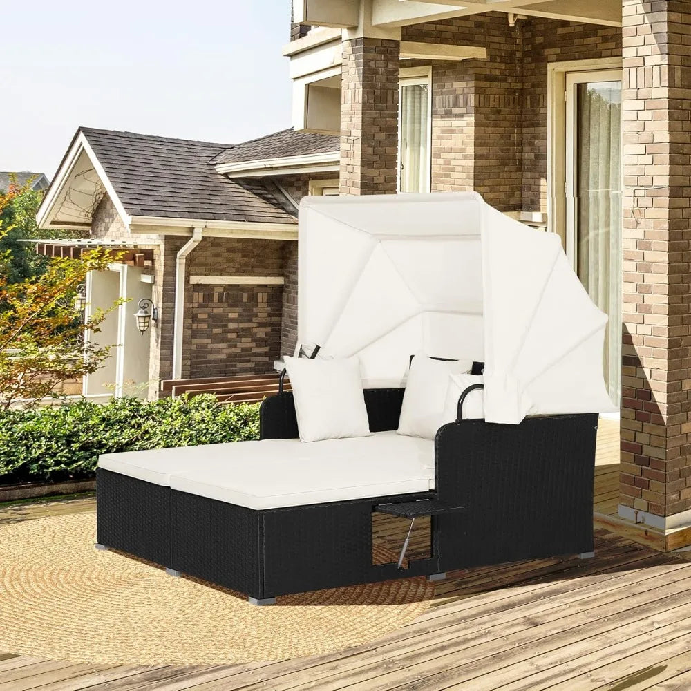 Wicker Daybed Patio Loveseat Sofa Set