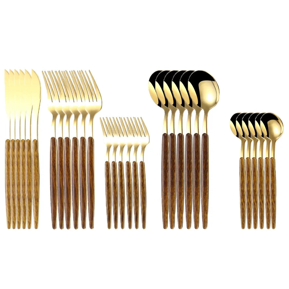 30Pcs Stainless Steel Tableware Silverware dining table