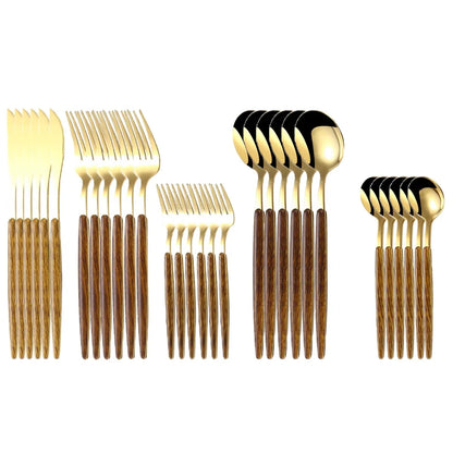 30Pcs Stainless Steel Tableware Silverware dining table